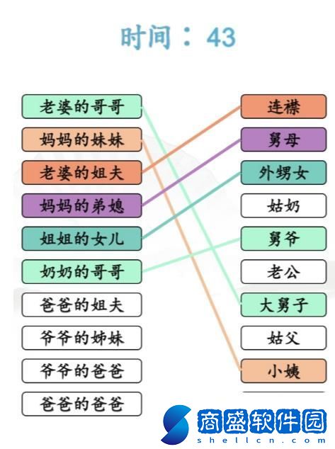 漢字找茬王親戚稱謂完成連線怎么通關
