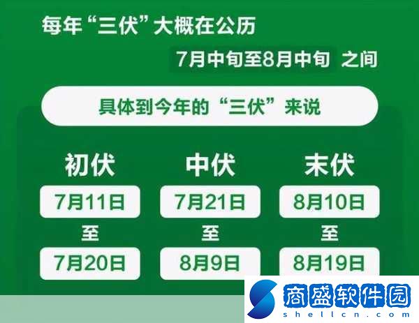 三伏天時間2022時間表